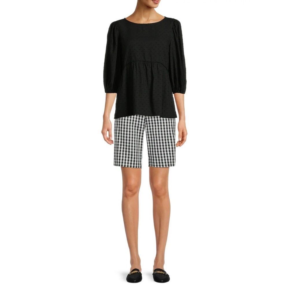 Time and Tru Women's pull on Bermuda Shorts. black & white - Picture 2 of 5